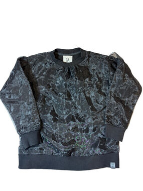 Omami Mini Sheer Sleeve Sweatshirt Black Marble Girls US 12 Avant Garde